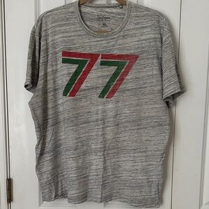 Lucky Brand Heather Gray Tee with Red and Green Graphic